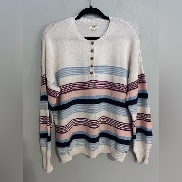 Fat Face Sweaters - Fat Face Striped Henley Sweater Women’s 6 Cotton Knit Preppy Coastal Drop Sleeve